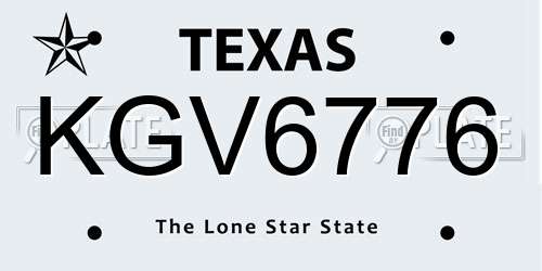 KGV6776 Texas License Plate