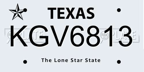 KGV6813 Texas License Plate