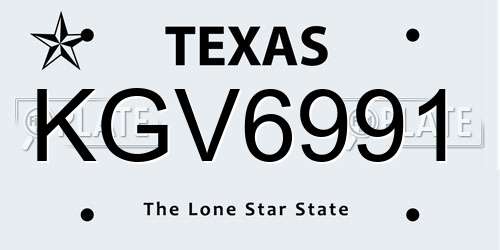 KGV6991 Texas License Plate