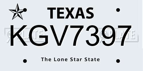 KGV7397 Texas License Plate