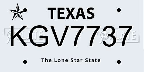 KGV7737 Texas License Plate
