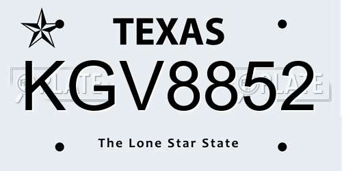 KGV8852 Texas License Plate