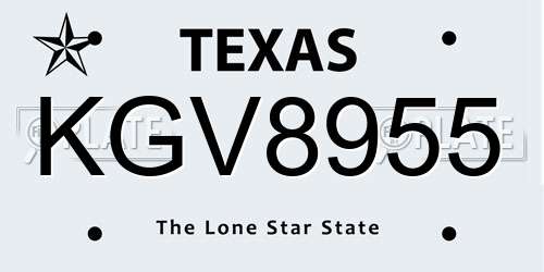 KGV8955 Texas License Plate