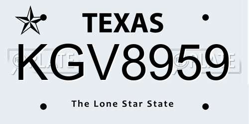 KGV8959 Texas License Plate