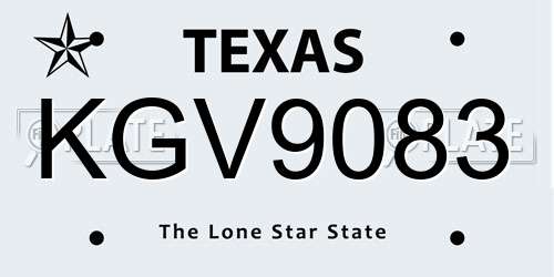 KGV9083 Texas License Plate