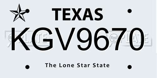 KGV9670 Texas License Plate