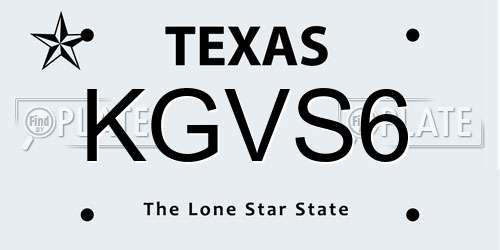 KGVS6 Texas License Plate
