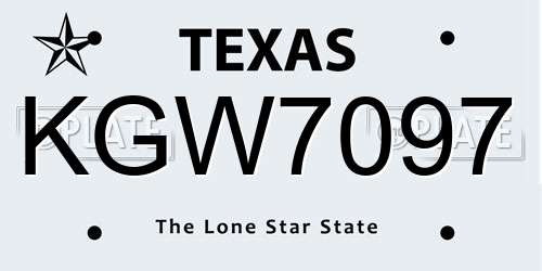 KGW7097 Texas License Plate