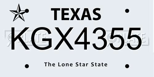 KGX4355 Texas License Plate