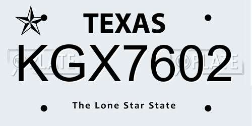 KGX7602 Texas License Plate