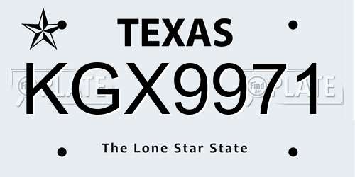 KGX9971 Texas License Plate