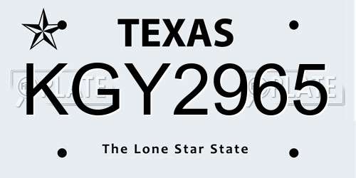 KGY2965 Texas License Plate