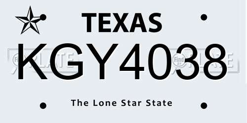 KGY4038 Texas License Plate