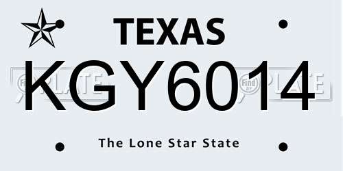 KGY6014 Texas License Plate