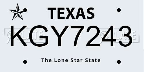 KGY7243 Texas License Plate