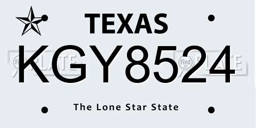 KGY8524 Texas License Plate