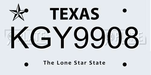 KGY9908 Texas License Plate
