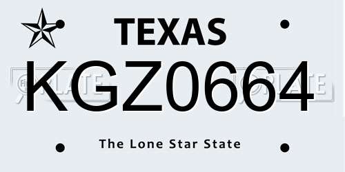KGZ0664 Texas License Plate
