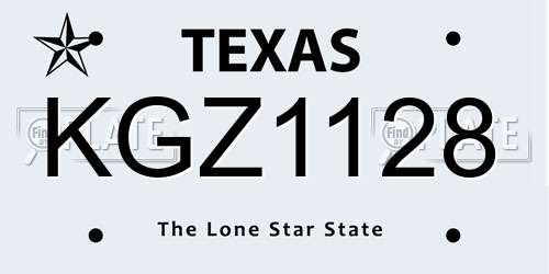 KGZ1128 Texas License Plate
