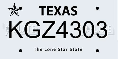 KGZ4303 Texas License Plate