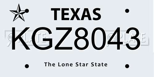 KGZ8043 Texas License Plate