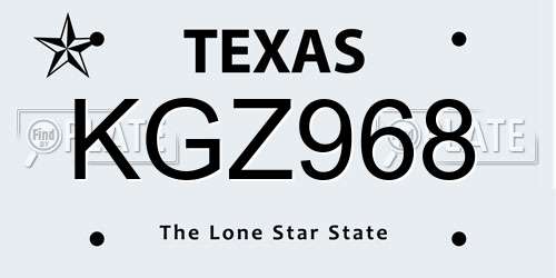 KGZ968 Texas License Plate