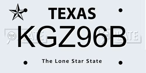 KGZ96B Texas License Plate