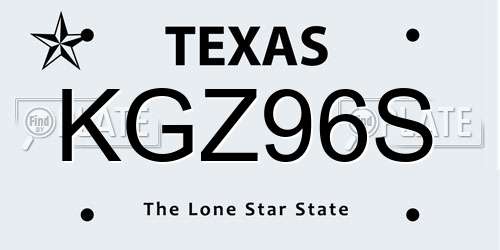 KGZ96S Texas License Plate