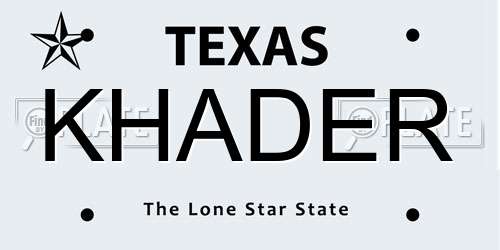 KHADER Texas License Plate