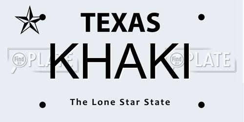 KHAKI Texas License Plate