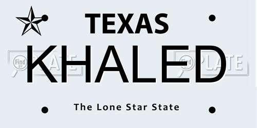 KHALED Texas License Plate