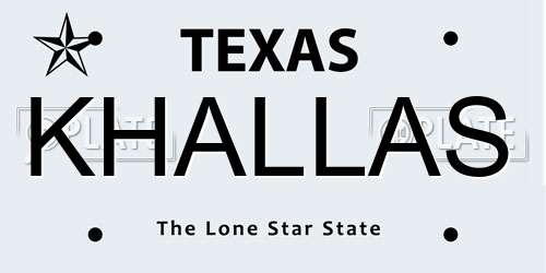 KHALLAS Texas License Plate