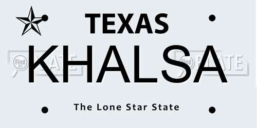 KHALSA Texas License Plate