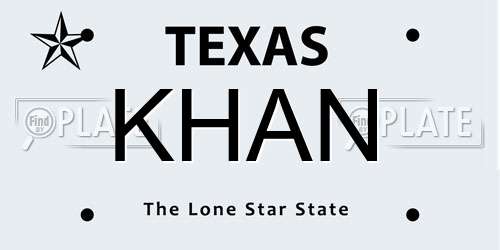 KHAN Texas License Plate