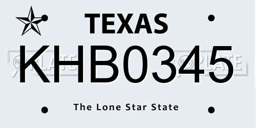 KHB0345 Texas License Plate