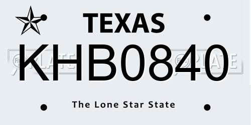 KHB0840 Texas License Plate