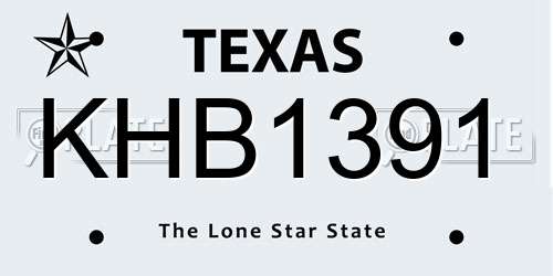 KHB1391 Texas License Plate