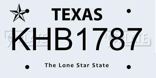 KHB1787 Texas License Plate
