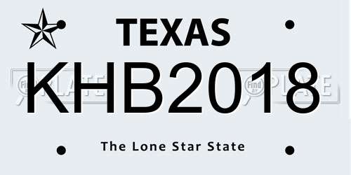 KHB2018 Texas License Plate