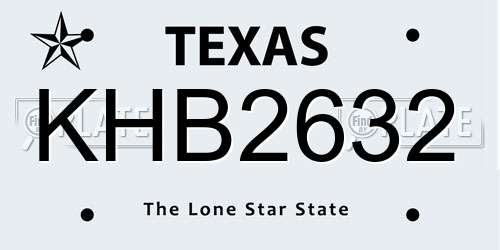 KHB2632 Texas License Plate
