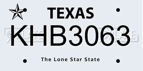 KHB3063 Texas License Plate