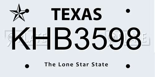 KHB3598 Texas License Plate