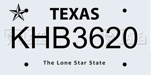 KHB3620 Texas License Plate