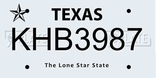 KHB3987 Texas License Plate
