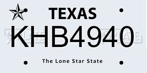 KHB4940 Texas License Plate
