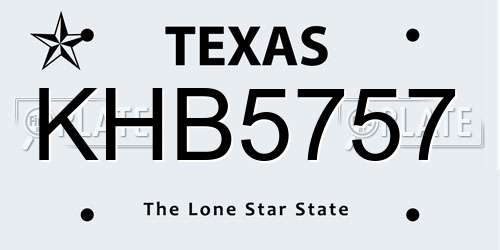 KHB5757 Texas License Plate