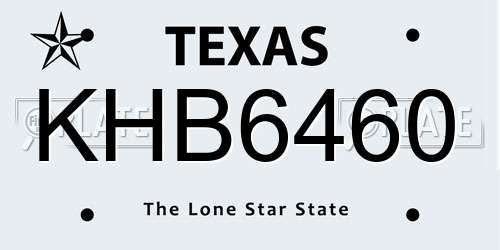 KHB6460 Texas License Plate