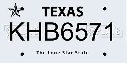 KHB6571 Texas License Plate