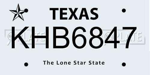 KHB6847 Texas License Plate