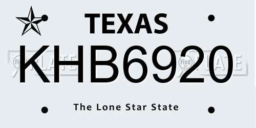 KHB6920 Texas License Plate